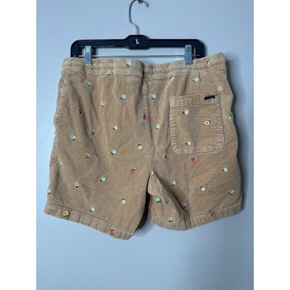 PacSun Men's Volley Corduroy Shorts Floral Embroidery Size L Pull On Drawstring - Picture 5 of 8
